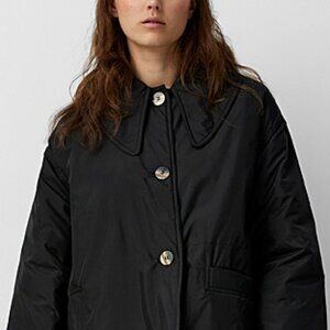 NWT GANNI Ripstop Quilt Reversible Coat in Black, Sz 40, Lightweight Fall Jacket